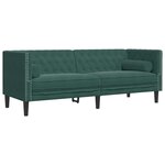 vidaXL Canapé Chesterfield avec traversins 3 places vert foncé velours