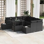 vidaXL Ensemble de canapé de jardin 9 Pièces Noir 100 x 55 x 73 cm