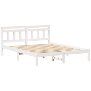 vidaXL Cadre de lit avec tête de lit Blanc Bois de pin