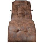 vidaXL Chaise longue avec oreiller Marron Tissu daim
