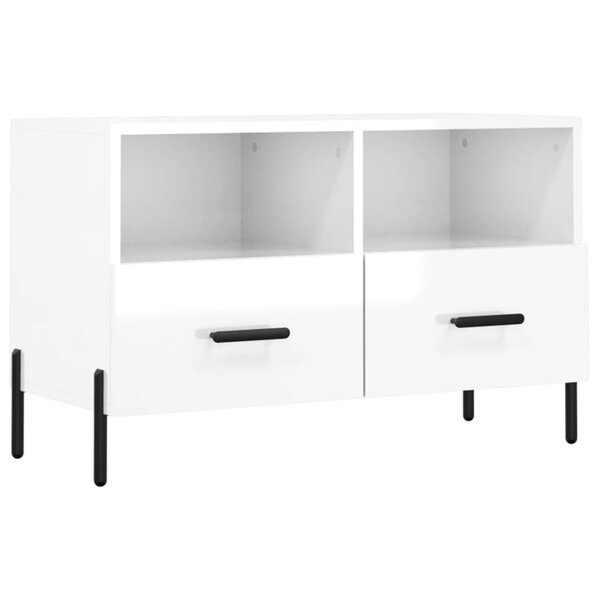 vidaXL Meuble TV Blanc brillant 80x36x50 cm Bois d'ingénierie
