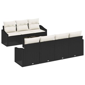 vidaXL Ensemble de Canapés avec coussin 8 Pièces Noir et Crème polyrotin