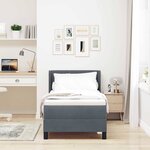 vidaXL Lit à ressorts avec matelas Gris foncé 200 x 80 cm Polyester