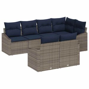 vidaXL Ensemble de canapé de jardin 7 Pièces Gris et bleu marine