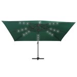 vidaXL Parasol déporté avec lumières LED Aluminium 400x300 cm Vert
