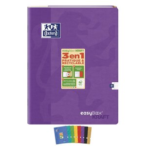 Cahier piqûre EASYBOOK KRAFT24 x 32 cm 96p 90g coloris aléatoire OXFORD