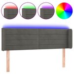 vidaXL Tête de lit à LED Gris foncé 147x16x78/88 cm Velours