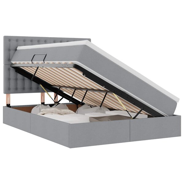 vidaXL Lit avec rangement et matelas Gris clair 140 x 200 cm Polyester