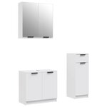 vidaXL Ensemble d'armoires salle de bain 3 Pièces blanc bois d'ingénierie