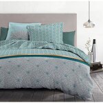 Parure de couette 240 x 260 cm : Housse de couette + 2 taies d'oreiller - 100  Coton - Vert émeraude