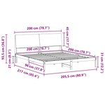 vidaXL Cadre de lit avec tête de lit Blanc et gris clair 200 x 200 cm