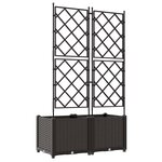 vidaXL Bac à fleurs avec Treillis 2 Pièces Marron 80 x 40 x 143 cm PP