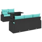 vidaXL Ensemble de canapé de jardin 6 Pièces Noir Poly Rattan