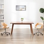 vidaXL Chaise pivotante de bureau Crème Bois courbé et similicuir