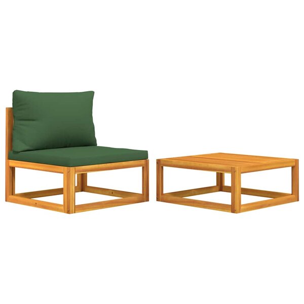 vidaXL Salon de jardin avec coussins 2 Pièces bois massif acacia