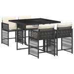 vidaXL Ensemble à manger de jardin coussins 5Pièces Noir Résine tressée