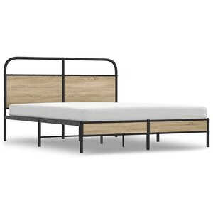 vidaXL Cadre de lit sans matelas 150x200 cm chêne fumé bois ingénierie