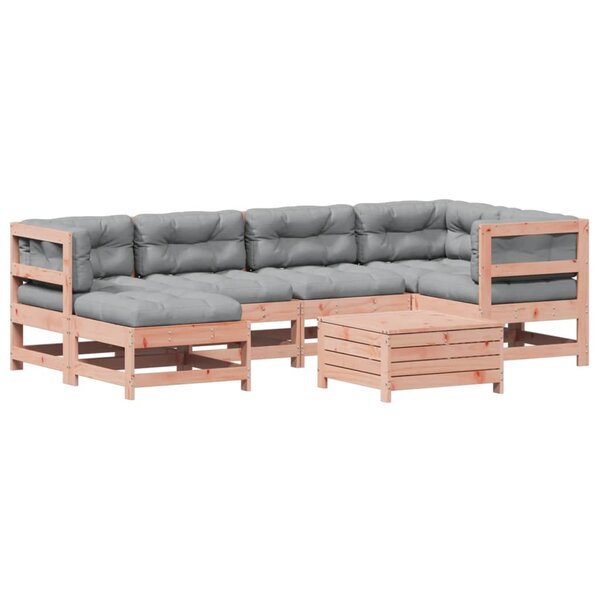 vidaXL Salon de jardin 7 Pièces avec coussins bois massif douglas