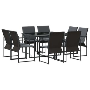vidaXL Ensemble de salle à manger pour jardin 9 Pièces Noir Acier