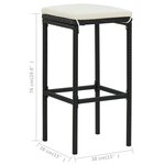 vidaXL Tabourets de bar avec coussins lot de 3 noir résine tressée