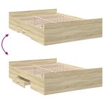 vidaXL Cadre de lit avec tiroirs sans matelas chêne sonoma 140x190 cm