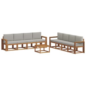 vidaXL Ensemble de canapés d'extérieur 9 Pièces Gris Naturel et Clair
