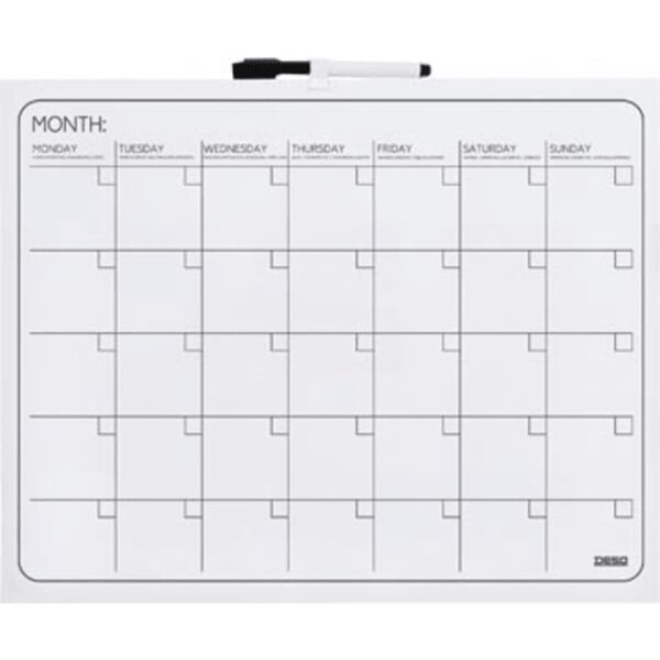 DESQ Calendrier mensuel magnétique sans cadre 40x50 cm Blanc