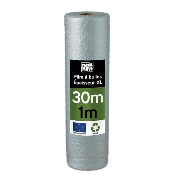 Pack And Move - Film À Bulle Recyclé - 1 X 30 M - Déménagement Expédition Et Protection - Papier Bulle De Qualité - 70 recyclé