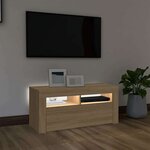 vidaXL Meuble TV avec lumières LED chêne sonoma 90x35x40 cm