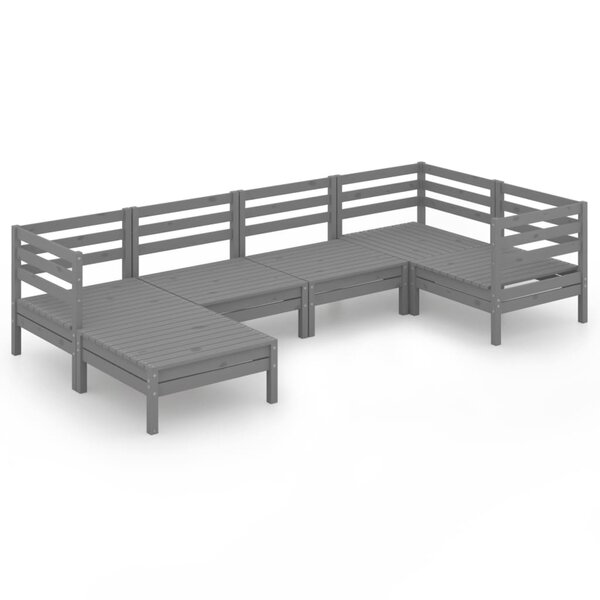 vidaXL Salon de jardin 6 Pièces Bois de pin massif Gris