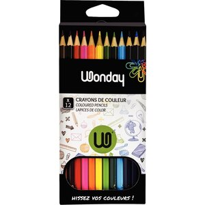 Boîte de 12 crayons de couleurs assorties 18 cm WONDAY