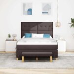 vidaXL Lit à ressorts avec matelas Marron foncé 140 x 200 cm tissu