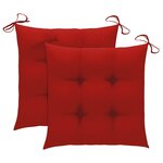 Vidaxl chaises de jardin avec coussins rouge 2 pièces bois de teck massif