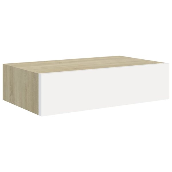 vidaXL Étagère murale à tiroirs en chêne et blanc 40 x 23 5 x 10 cm MDF