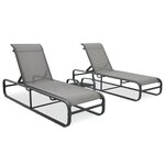 vidaXL Chaises longues lot de 2 avec table Textilène et aluminium