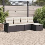 vidaXL Salon de jardin 5 Pièces avec coussins noir résine tressée