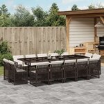 vidaXL Ensemble à manger de jardin avec coussins 15 Pièces marron rotin