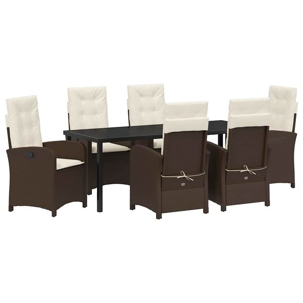 vidaXL Ensemble de salle à manger pour jardin 7 Pièces Marron polyrotin