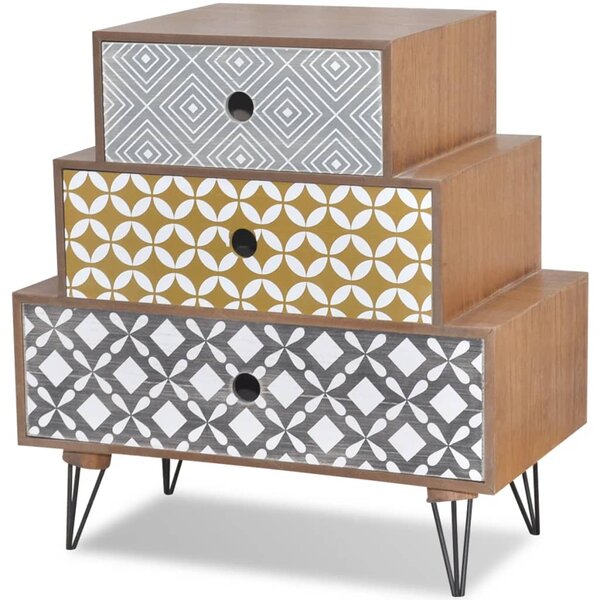 vidaXL Table de chevet avec 3 tiroirs Marron