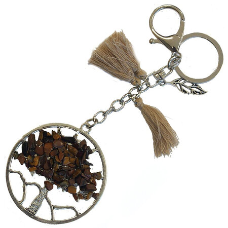 Porte clefs ou bijou de sac arbre de vie - beige