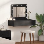 vidaXL Table de maquillage murale avec lumières LED en chêne noir