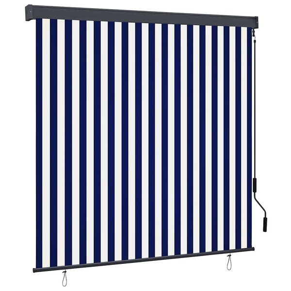 vidaXL Store enrouleur Bleu et Blanc 180 x 250 cm Tissu et Aluminium
