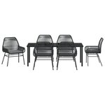 vidaXL Ensemble de Salle à Manger de Jardin de 7 Pièces avec Coussins en Rattan Poly Noir