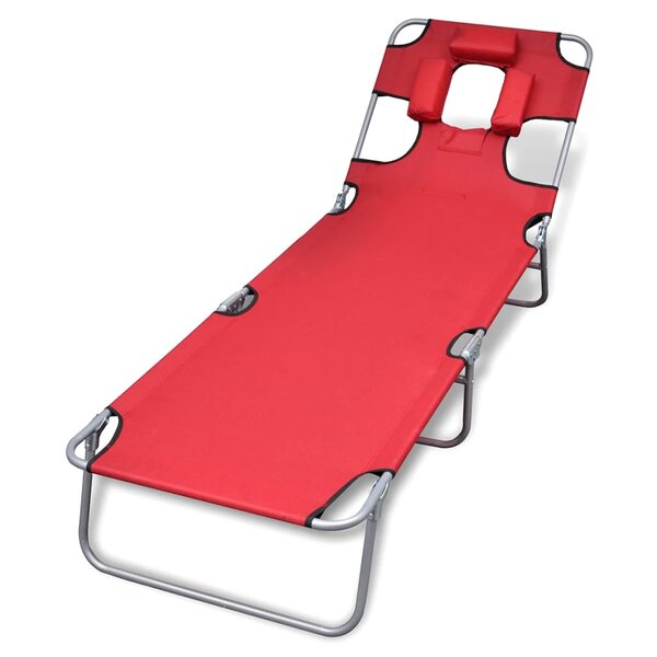 vidaXL Chaise longue avec coussin de tête Acier enduit de poudre Rouge