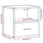vidaXL Table de chevet murale noir 40x31x39 5 cm