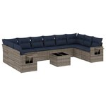 vidaXL Salon de jardin 11 Pièces avec coussins gris résine tressée