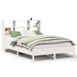 vidaXL Lit bibliothèque sans matelas blanc 160x200 cm bois pin massif