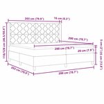 vidaXL Lit à ressorts avec matelas Gris clair 200x200 cm  tissu