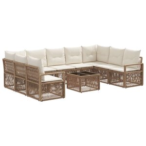 vidaXL Ensemble de canapé de jardin 10 Pièces Beige polyrotin
