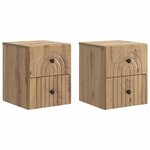 vidaXL Cabinet de chevet mural 2 pc Chêne artisanal 33 x 34 5 x 40 cm